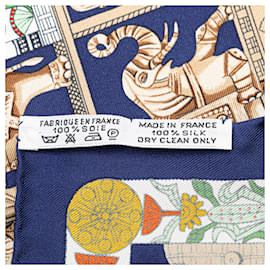 Hermès-Hermès Blue Torana Silk Scarf-Blue