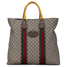 Gucci-Borsa Gucci GG Supreme Web Neo vintage marrone-Marrone,Beige