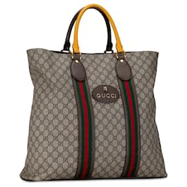 Gucci-Borsa Gucci GG Supreme Web Neo vintage marrone-Marrone,Beige