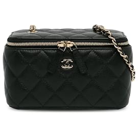 Chanel-Chanel Black CC Caviar Leather Vanity Bag-Negro