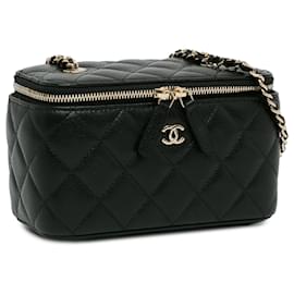 Chanel-Vanity bag Chanel in pelle di caviale nero CC-Nero