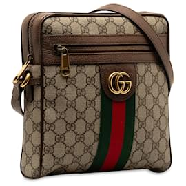 Gucci-Gucci Brown Small GG Supreme Ophidia Crossbody-Brown,Beige