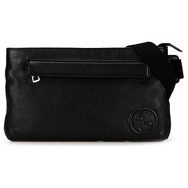 Gucci schwarze Leder Soho Zip Gürteltasche Schwarz