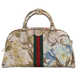 Gucci-Gucci Brown GG Supreme Ophidia Flora Satchel-Brown,Other
