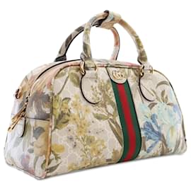 Gucci-Gucci Brown GG Supreme Ophidia Flora Satchel-Brown,Other