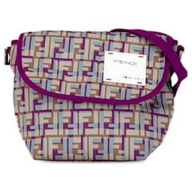 Fendi-Fendi Crossbody Roxo Multicolor Zucca Nylon-Roxo