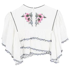 Isabel Marant-Top ricamato Isabel Marant Copped in cotone bianco-Bianco