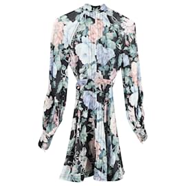 Zimmermann-Zimmermann Floral Print Mini Dress in Blue Linen-Blue