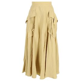 Falda midi arrugada Rejina Pyo Lena de lino amarillo Otro