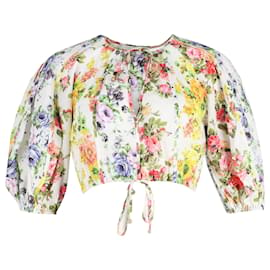 Zimmermann-Zimmermann Floral Cropped Top in Multicolor Cotton-Other