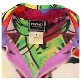 Versace-Abito stampato senza maniche Couture di Versace Jean in seta multicolor-Altro