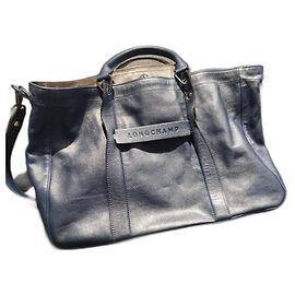 Longchamp Leather Handbag Navy Blue Navy blue