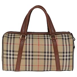 Autre Marque-Burberrys Nova Check Boston Bag Lona Beige Auth bs14737-Beige