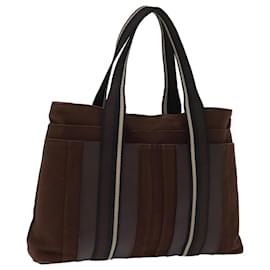 Hermès-Bolsa de mão HERMES Trocha Horizontal Zonal MM Lona Marrom Preto Auth bs14409-Marrom,Preto