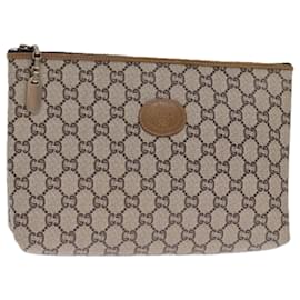 Gucci-Bolsa clutch GUCCI GG Plus Supreme PVC Bege Auth ki4521-Bege