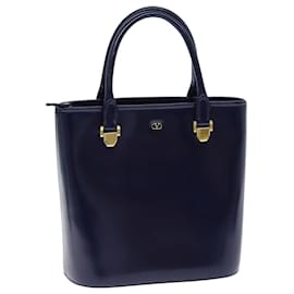 Valentino-VALENTINO Hand Bag Leather Navy Auth bs14522-Navy blue
