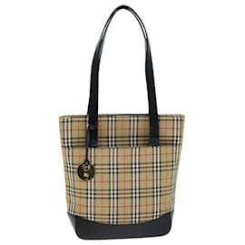 Burberry-BURBERRY Borsa tote Nova Check Canvas Beige Nero Auth 75838-Nero,Beige