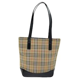 Burberry-BURBERRY Borsa tote Nova Check Canvas Beige Nero Auth 75838-Nero,Beige