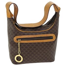 Céline-CELINE Borsa a tracolla in tela macadam PVC marrone Auth 74605-Marrone