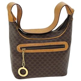 Céline-CELINE Macadam Canvas Shoulder Bag PVC Brown Auth 74605-Brown