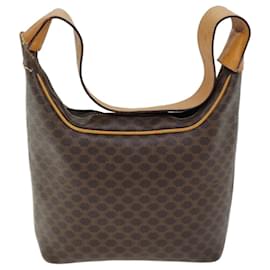 Céline-CELINE Borsa a tracolla in tela macadam PVC marrone Auth 74605-Marrone