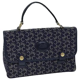 Céline-CELINE C Bolsa de mão em lona de macadame Marinha Auth 74584-Azul marinho