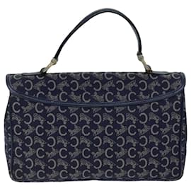 Céline-CELINE C Bolsa de mão em lona de macadame Marinha Auth 74584-Azul marinho