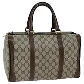 Gucci-GUCCI GG Supreme Boston Bag PVC Beige Auth ep4225-Beige