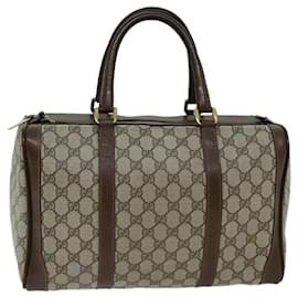 Gucci-GUCCI GG Supreme Boston Bag PVC Beige Auth ep4225-Beige