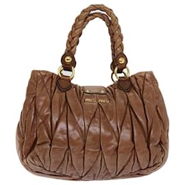 Miu Miu-Bolsa de mão Miu Miu Materasse couro 2 vias marrom Auth bs14570-Marrom