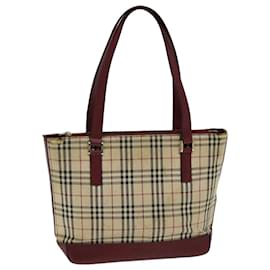 Burberry-BURBERRY Borsa tote Nova Check Canvas Beige Auth 75667-Beige