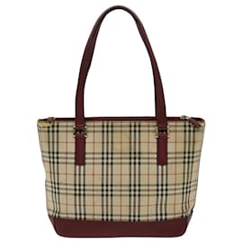 Burberry-BURBERRY Nova Check Tragetasche Canvas Beige Auth 75667-Beige