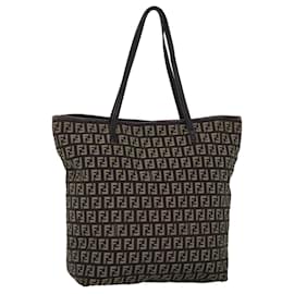 Fendi-FENDI Borsa tote in tela Zucchino Marrone Auth 75430-Marrone