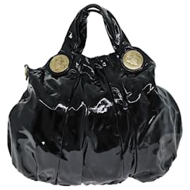 Gucci-Bolsa de mão GUCCI Histeria esmalte 2 vias preta 197016 Auth hk1277-Preto