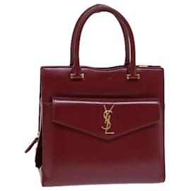 Saint Laurent-SAINT LAURENT Uptown Bolsa Pequena Bolsa de Mão Couro Vermelho Auth bs14495-Vermelho