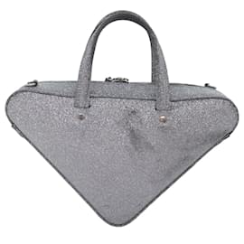 Balenciaga-BALENCIAGA Bolsa Triângulo Duffle XS Couro 2way Prata 531048 Autenticação 74610-Prata