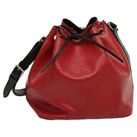 Louis Vuitton-LOUIS VUITTON Epi Petit Noe Shoulder Bag Bicolor Black Red M44172 LV Auth 75268-Black,Red