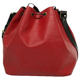 Louis Vuitton-Bolsa de ombro LOUIS VUITTON Epi Petit Noe bicolor preto vermelho M44172 Autenticação de LV 75268-Preto,Vermelho