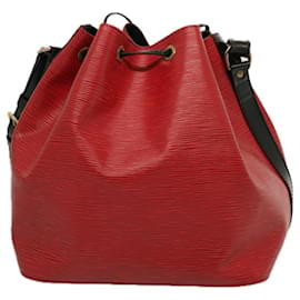 Louis Vuitton-LOUIS VUITTON Sac bandoulière Epi Petit Noe Bicolore Noir Rouge M44172 Auth LV 75268-Noir,Rouge