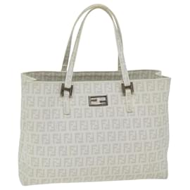 Fendi-Bolso de mano FENDI Zucchino Canvas Blanco Auth 75224-Blanco