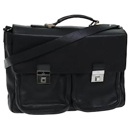 Gucci-Bolsa de mão GUCCI em couro 2 vias preta Auth hk1295-Preto