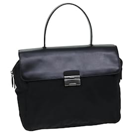 Prada-PRADA Hand Bag Nylon Black Auth 75647-Black