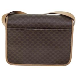 Céline-CELINE Bolsa de ombro em lona macadame PVC marrom Auth am6264-Marrom