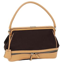 Prada-PRADA Borsa a mano Tela Pelle Marrone Auth am6262-Marrone