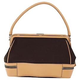 Prada-PRADA Bolsa de mão lona couro marrom Auth am6262-Marrom