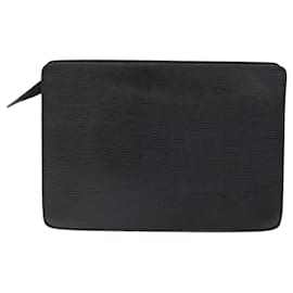Louis Vuitton-LOUIS VUITTON Epi Pochette Homme Clutch Bag Black Noir M52522 LV Auth 75463-Black