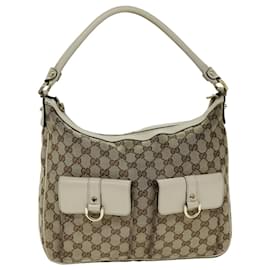 Gucci-GUCCI GG Canvas Shoulder Bag Beige 153025 Auth 75622-Beige