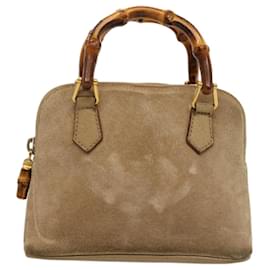 Gucci-GUCCI Sac à main en bambou en daim 2way Beige 007 2032 0231 Auth 75795-Beige