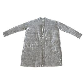 Autre Marque Langer Mantel oder Strickjacke aus grauem Leinen für den Strand in Größe 38-40. Grau