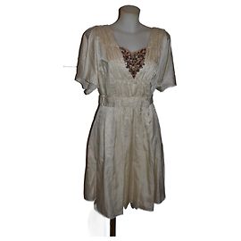 Vestido La Perla Creme de Seda e Algodão Tamanho 44 IT Creme